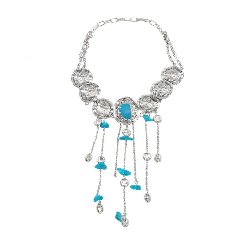 Boho Tassel Pendant Necklace Women Zinc Alloy Geometric Statement Chain Daily Wear Fashion Locket Collarbone Jewelry