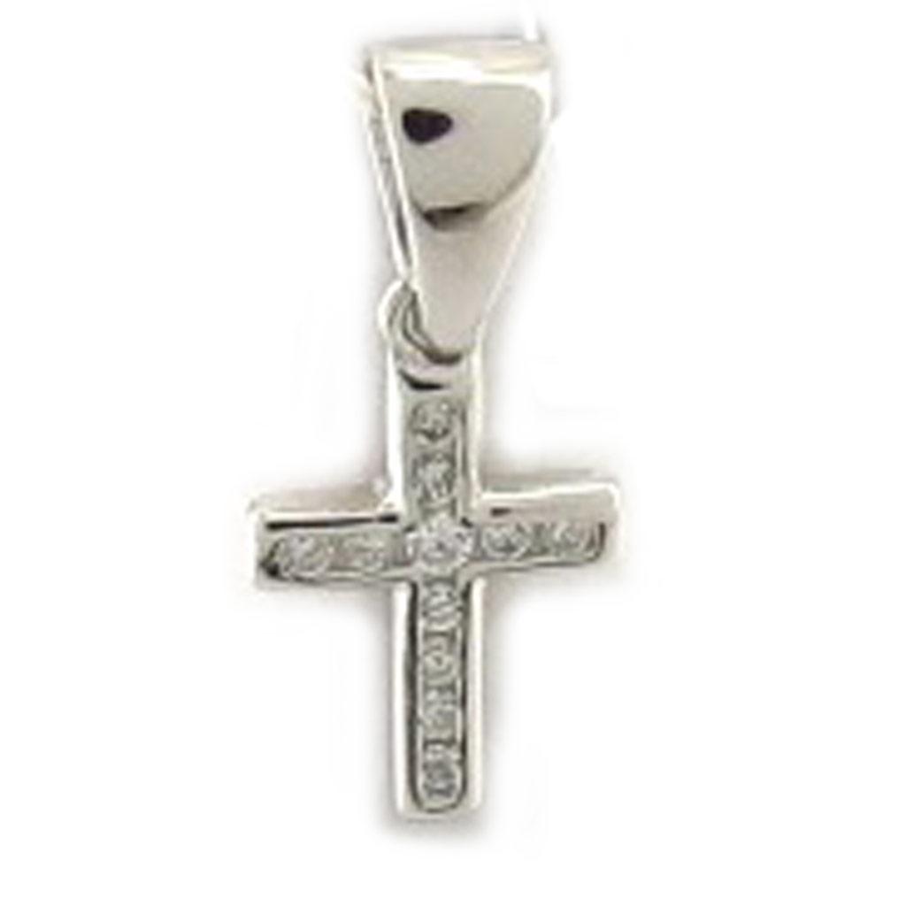 Les Trésors De Lily [K6685] — Серебряный кулон «Крест» белого цвета