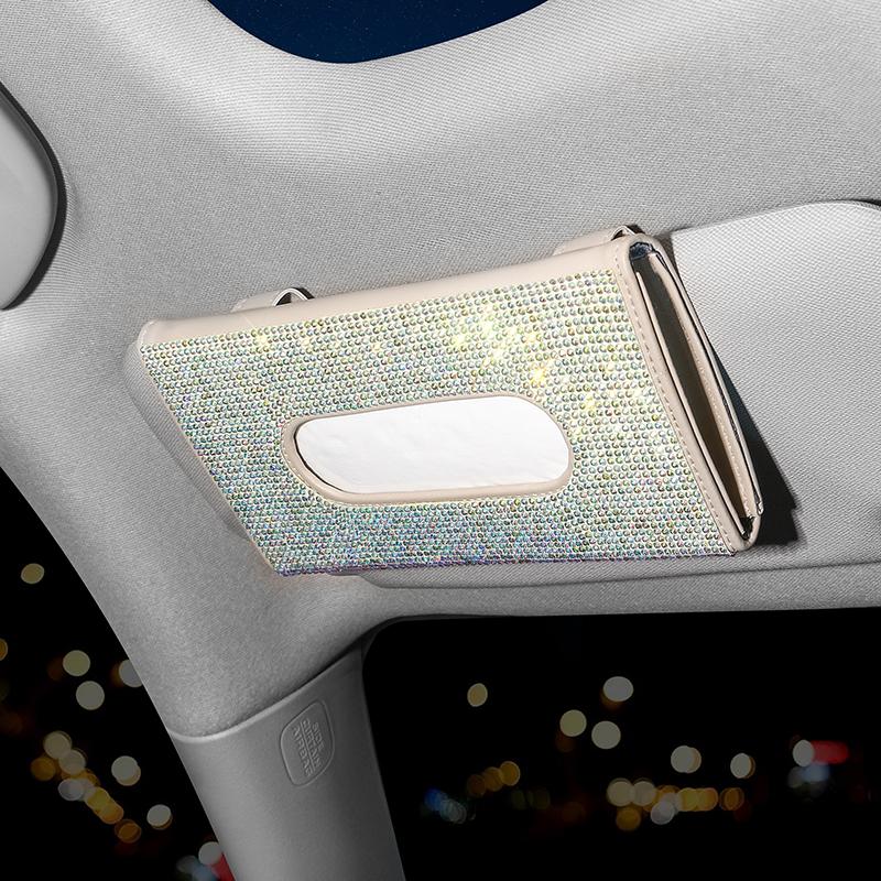 Универсальная кристальная автомобильная коробка для салфеток, держатель для салфеток на солнцезащитный козырек, автомобильный скучный розовый декор, блестящий держатель для бумажных полотенец, аксессуары для девочек