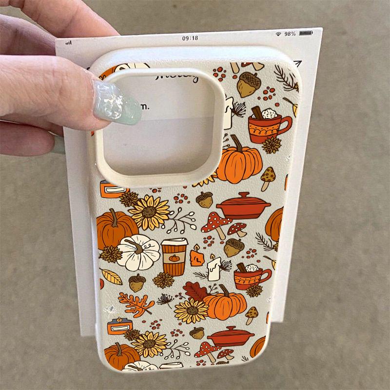 Чехол для телефона с рисунком осенних листьев, тыквы и подсолнухов для iPhone 17 16 15 14 13 12 11 Pro Max 7 8 Plus X XR XS 16e Мягкий чехол из ТПУ