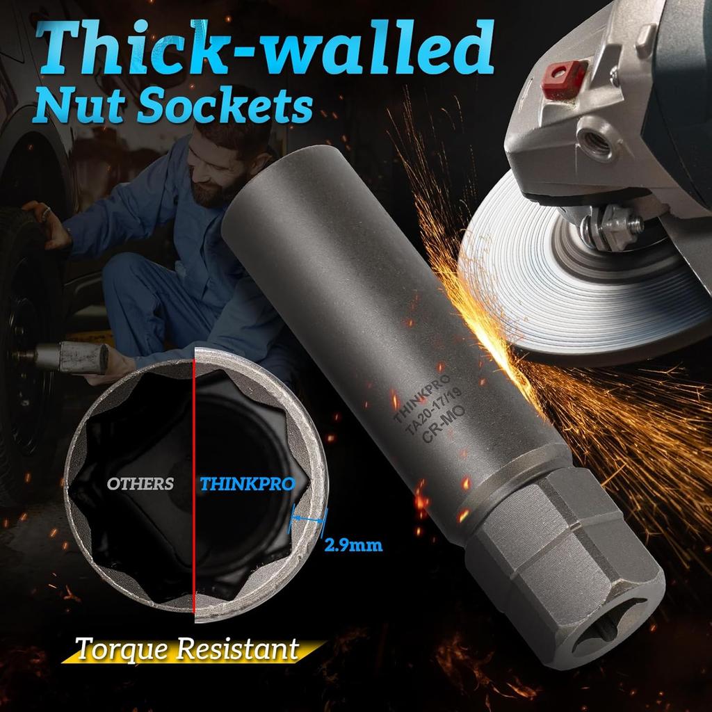 10 Spline Lug Nut Socket,Replacement For Ta20 17/19 10 Spline Lug Nut Key,Dual Drive 10 Point Wheel Lock Key,Compatible With Bimecc 10 Point Socket.