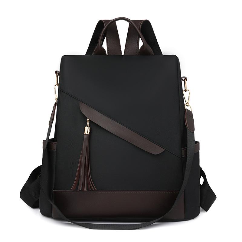 Вместительный женский рюкзак из нейлона с отделкой, городской простой рюкзак для поездок на работу, на плечо, противокражный, для хранения, школьный рюкзак для студенток