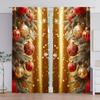 2pcs Christmas Ball Printed Curtain for Christmas Home Decor - Rod Pocket Window Treatment for Bedroom,Office,Kitchen