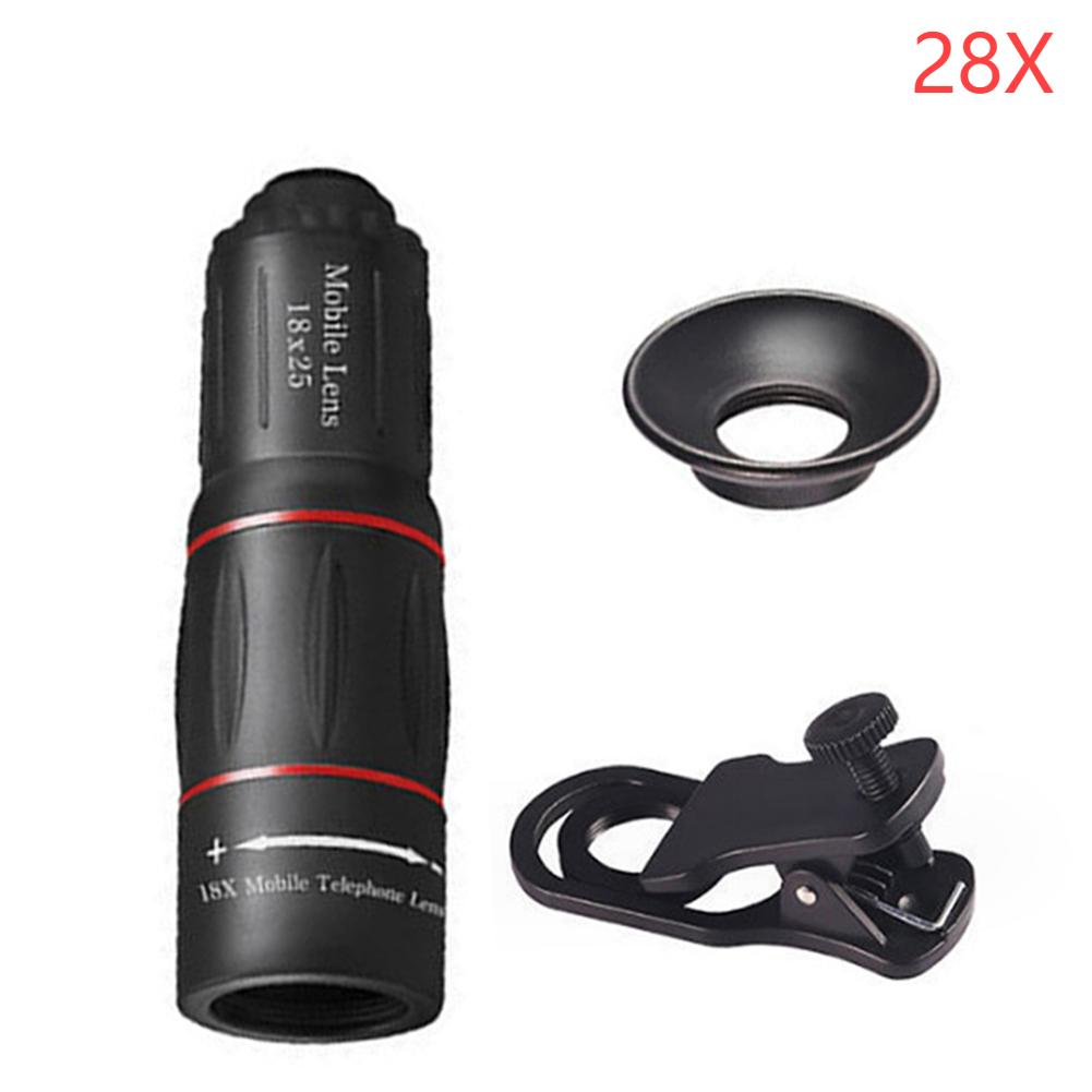 18/28/36X Mobile Phone Camera Lens Clip-On Zoom Monocular Telescope Universal Optical Telescope Lens for Camping Hunting Sports