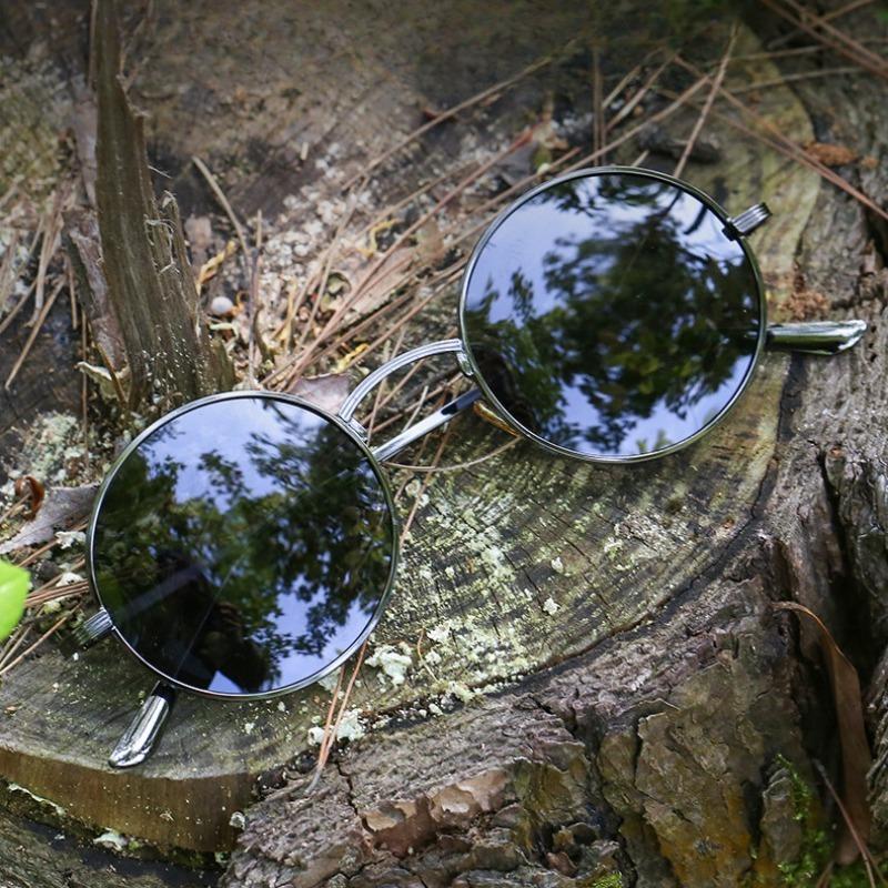 Мужские солнцезащитные очки Металлические солнцезащитные очки с круглой оправой Солнцезащитные очки для вождения Велосипедные очки