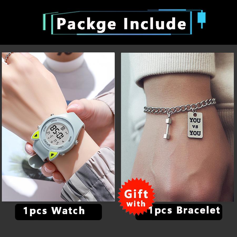 NEW 3D Cat-ear Kids Watch Sports Electronic Watches for Girls and Boys Student Luminous Waterproof LED Digital Wristwatch Gifts