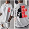 Мужская Женская NO PAIN NO GAIN Футболка Хлопковая Футболка Уличный Стиль Оверсайз Летний Спортивный Модный Свободный Топ Короткий Рукав Дышащий