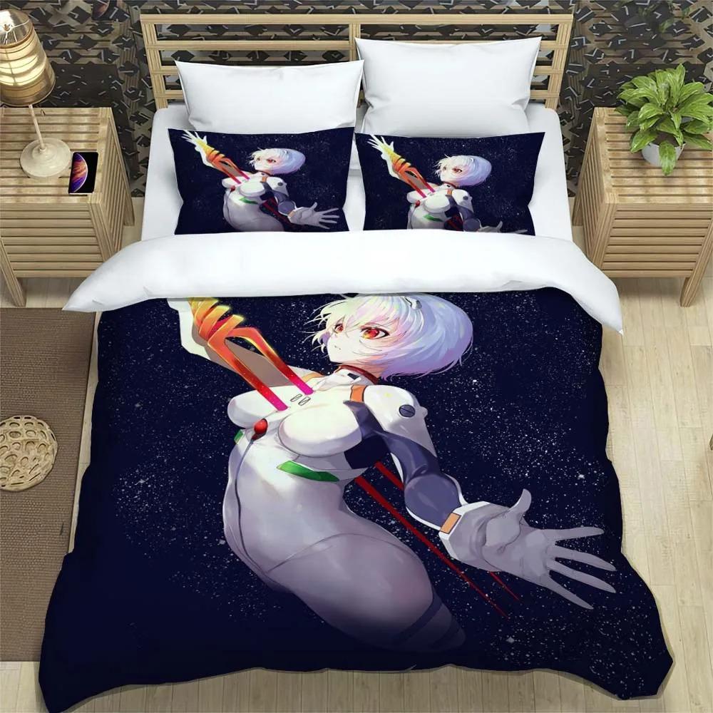 Новый Аниме Комплект Постельного Белья NEON GENESIS EVANGELION Одеяло Постельное Белье Для Общежития Комплект из 2/3 предметов