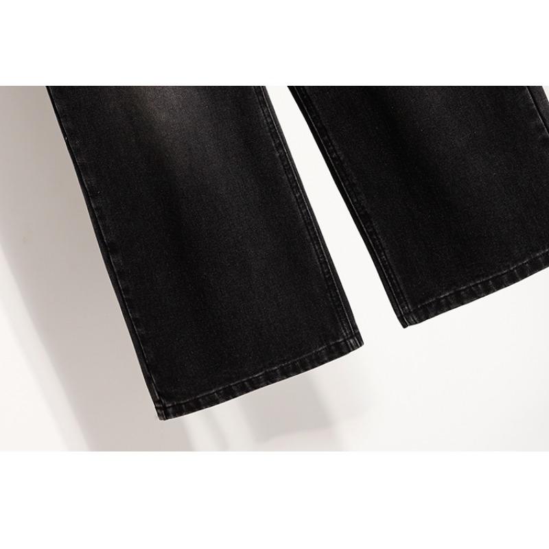 Dimanaf 2025 Осень Женские Джинсы Большого Размера Брюки Клеш Деним Женские Эластичные Базовые С Высокой Посадкой Оверсайз Модные Новые Брюки 5XL