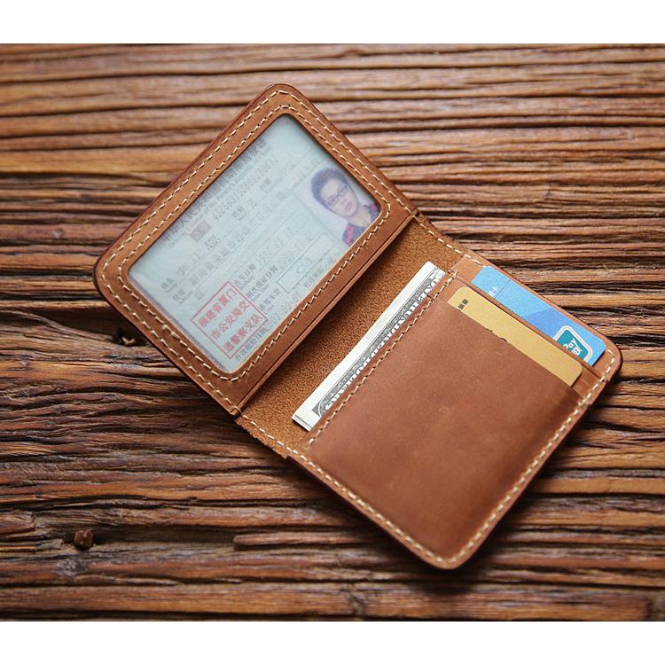 Кожаные чехлы для карт в стиле ретро Crazy Horse, мужской первый слой из воловьей кожи, держатель для кредитных карт, кошелек ручной работы, короткий ультратонкий тонкий чехол для удостоверения личности водителя