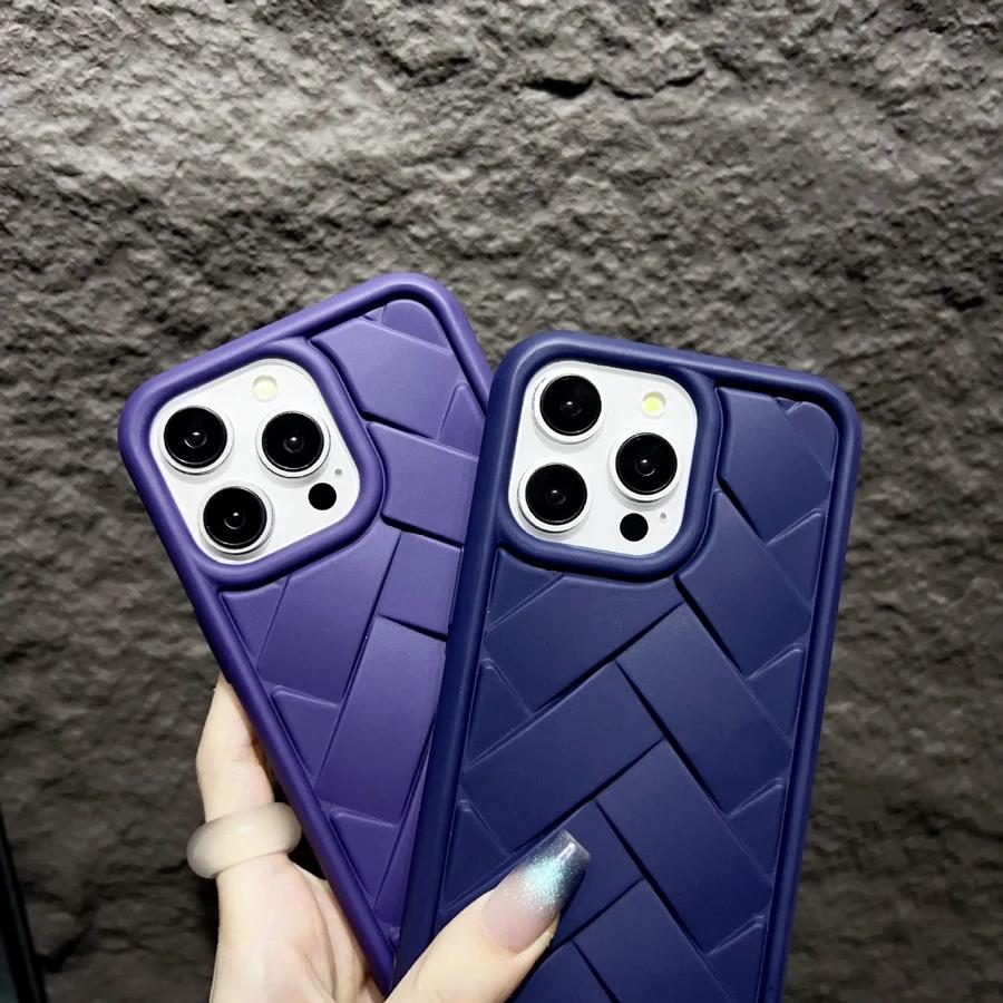 Роскошный тканый узорный чехол для телефона iPhone 16 Pro Max 15 Plus 14 12 11 Мягкие чехлы из ТПУ