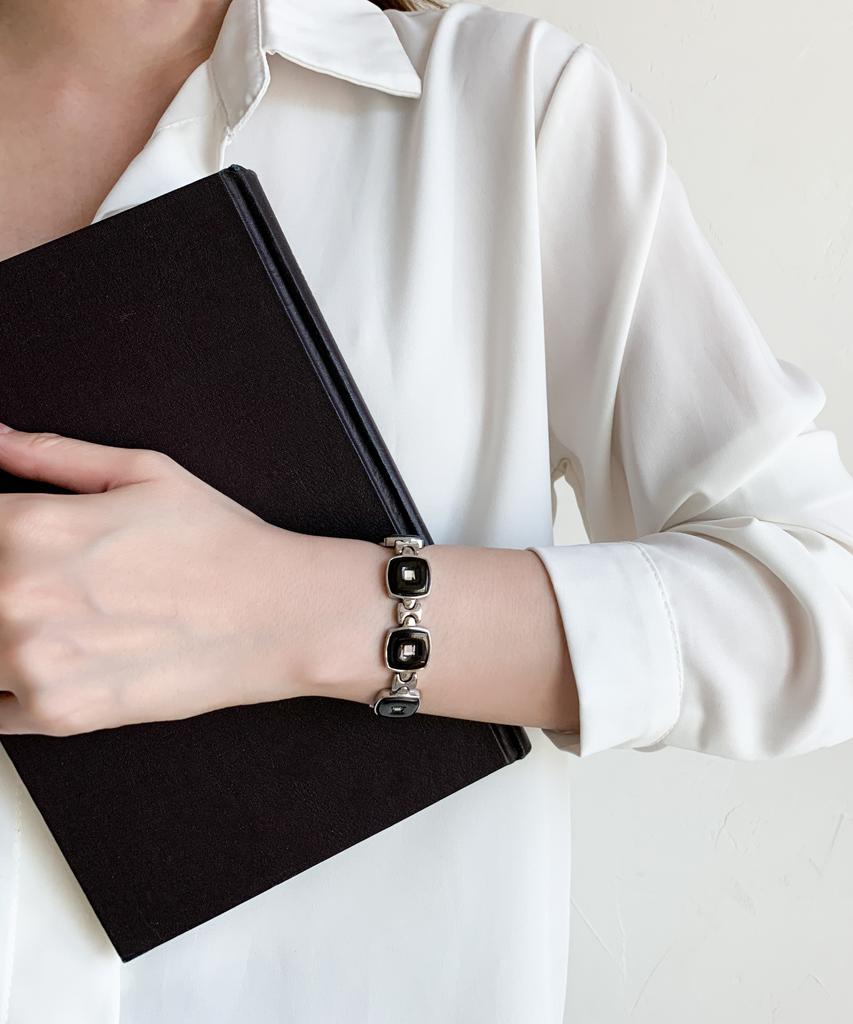 Sabona London 308 Lady Executive Black Stainless Steel Gem Magnet Bracelet