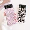 For Samsung Galaxy Z Flip 4 3 Case Leopard Print Painted Transparent Shockproof Pc Hard Back Cover For Samsung Zflip4 Flip3 Case