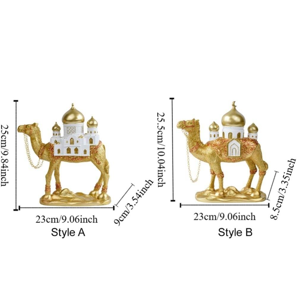 Gold Eid Mubarak Camel Statue Resin Camel Sculpture Light Luxury Ramadan Camel Figurine Party