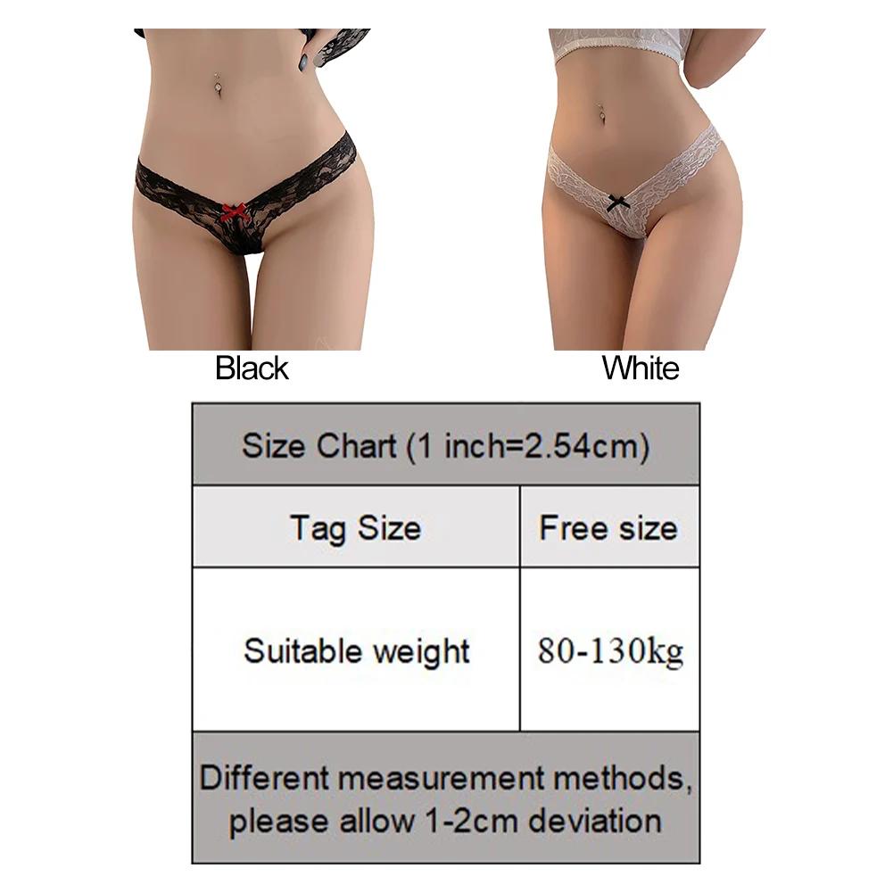 Sexy Women Low Rise Thong Panties Lace Bow Lingerie Breathable Elastic Underwear Fun Briefs