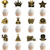 18 21 30 40 50 60th Birthday Party Cupcake Toppers 50 60 70 80 Year Old Birthday Party Black Gold Cake Decoration Adult Party