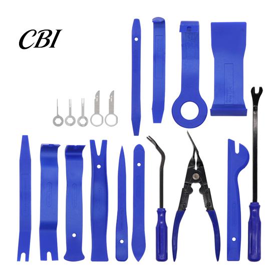 Car Door Panel Pry Tool Kit 19Pcs Trim Removal Set with Pick & Clip Tool, Sticker Scraper, Automotive Plastic Interior Fastener for Stereo,