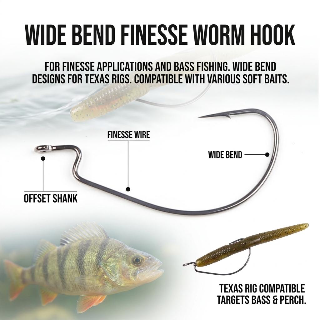 Wide Belly Weedless Hooks for Texas Rig Soft Bait Fishing Lure