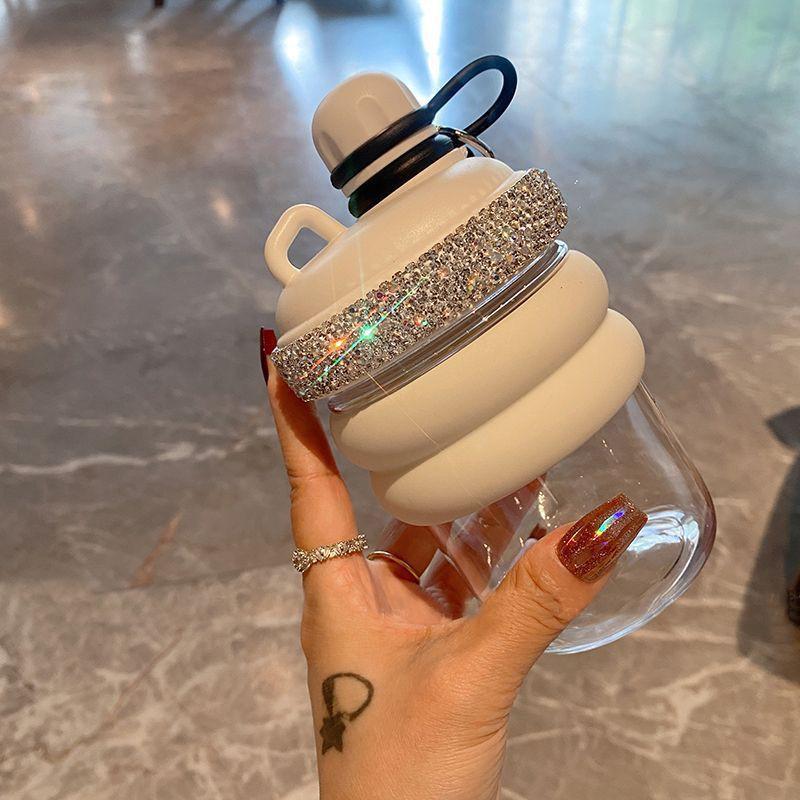 Sparkling Rhinestone Water Bottle Women - Compact Portable Ins Style PP Cup With Direct Drinking Spout