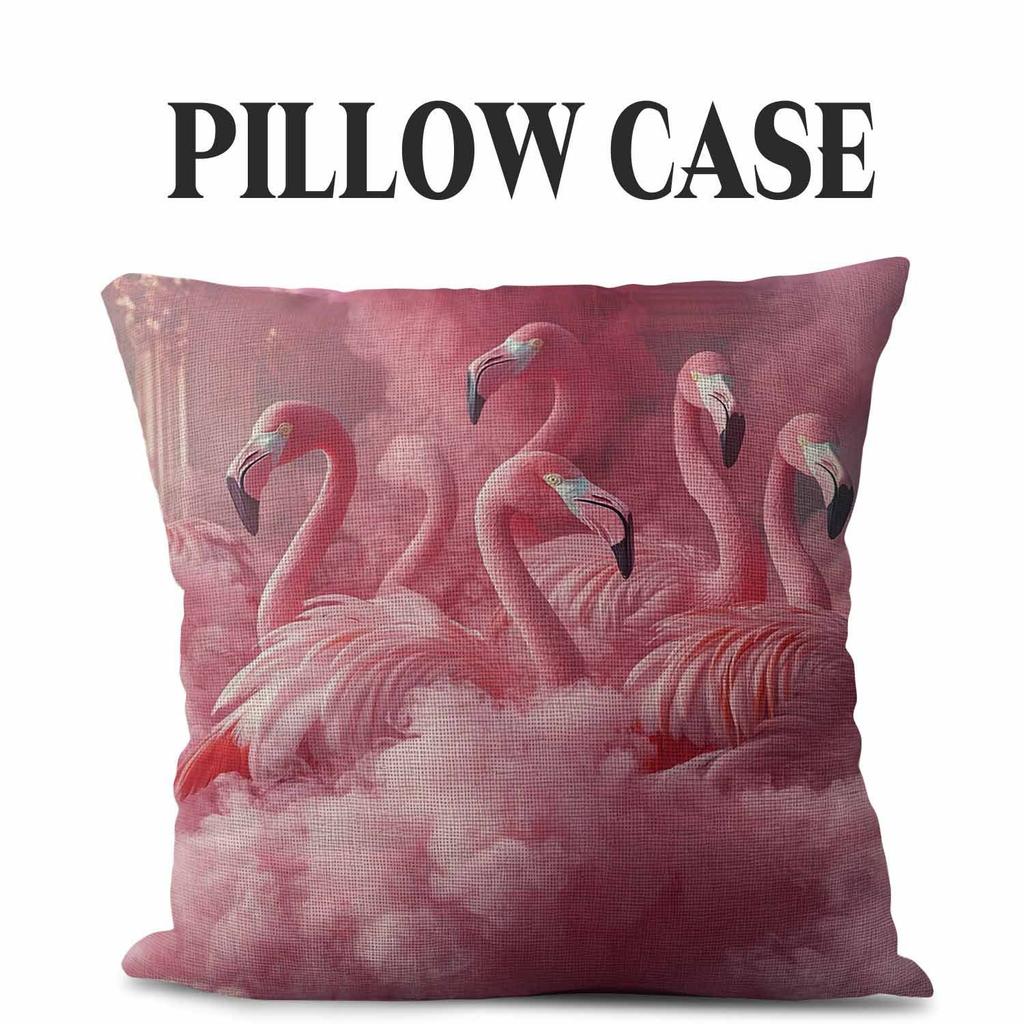 Flamingo Series Throw Pillow Covers With Digital Printing Of Short Plush Fabric Car-Shaped Sofa Cushion For Office Home Decor