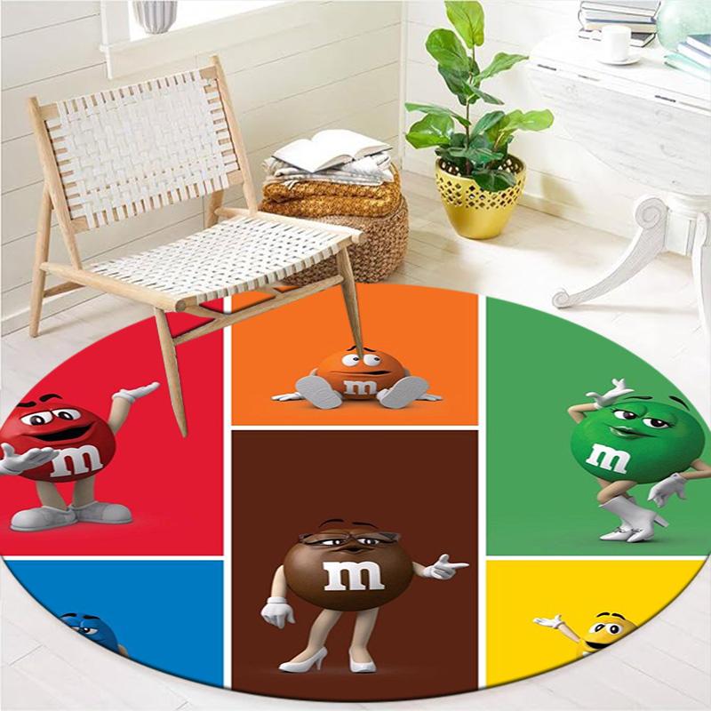 Круглый ковер M&M's, Ковер для гостиной, спальни, дивана, игровой комнаты, Декор, Нескользящий коврик для пола