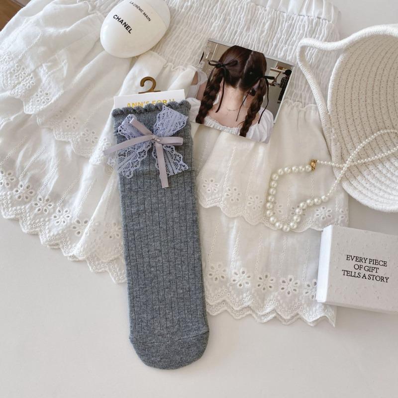 Женские весенне-осенние новые волнистые носки с точками, бантом, сладким кружевом и в стиле балетного ветра
