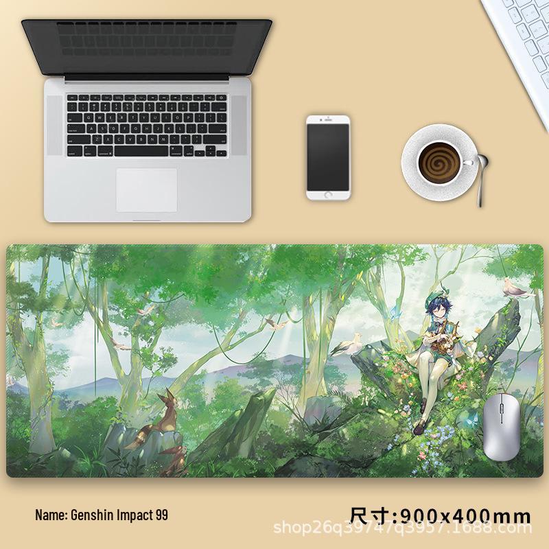 Очень большой коврик для мыши Genshin Impact Венти - Утолщенный аниме коврик для клавиатуры