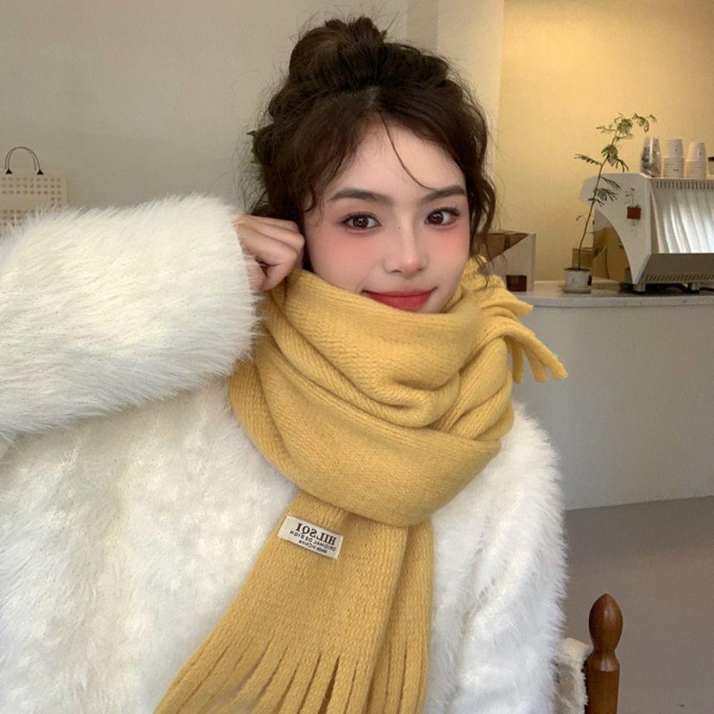 Solid Color Winter Cashmere Scarf Warm Shawl Wrap New Long Tassel Scarves Women