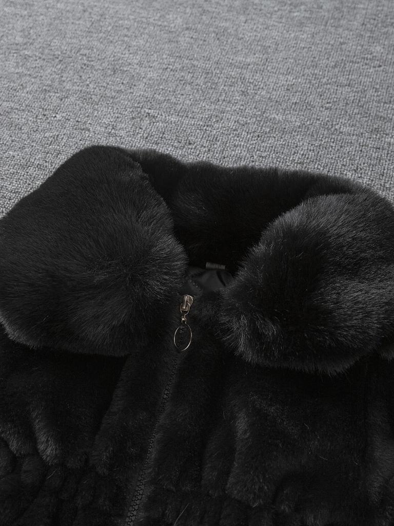 Девочковая осенне-зимняя куртка-свитер с помпоном из искусственного меха