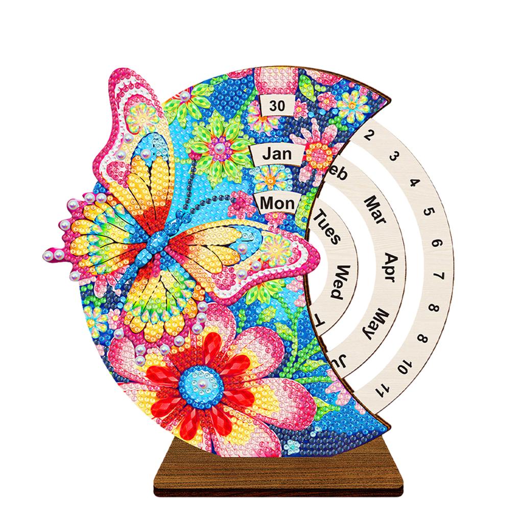 Diamond Painting Perpetual Calendar with Rotating Month Day Week Manually Changing Date Calendar Desk Decor for Home and Office