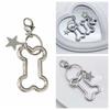 Goth Retro Star Bag Pendant Punk Cool Bone Shape Keyring Fashion Bone Keychain  Backpack