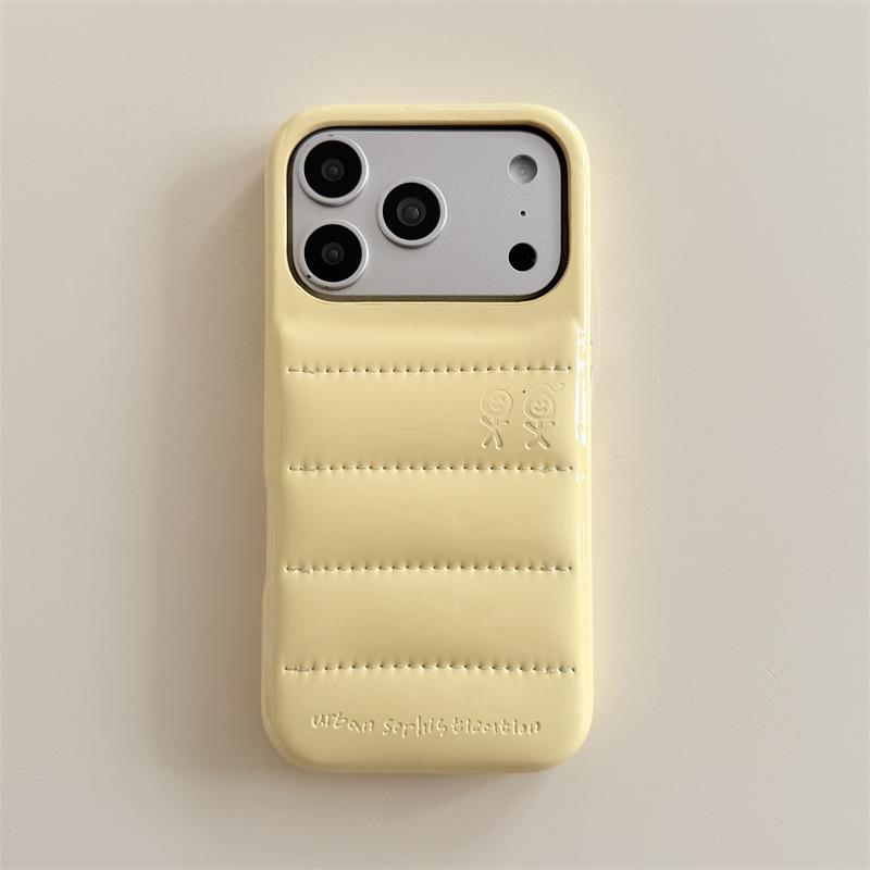 Однотонная кожаная пуховая куртка Противоударный чехол для телефона для iPhone 14/13/Apple 17/16/15 Pro Max