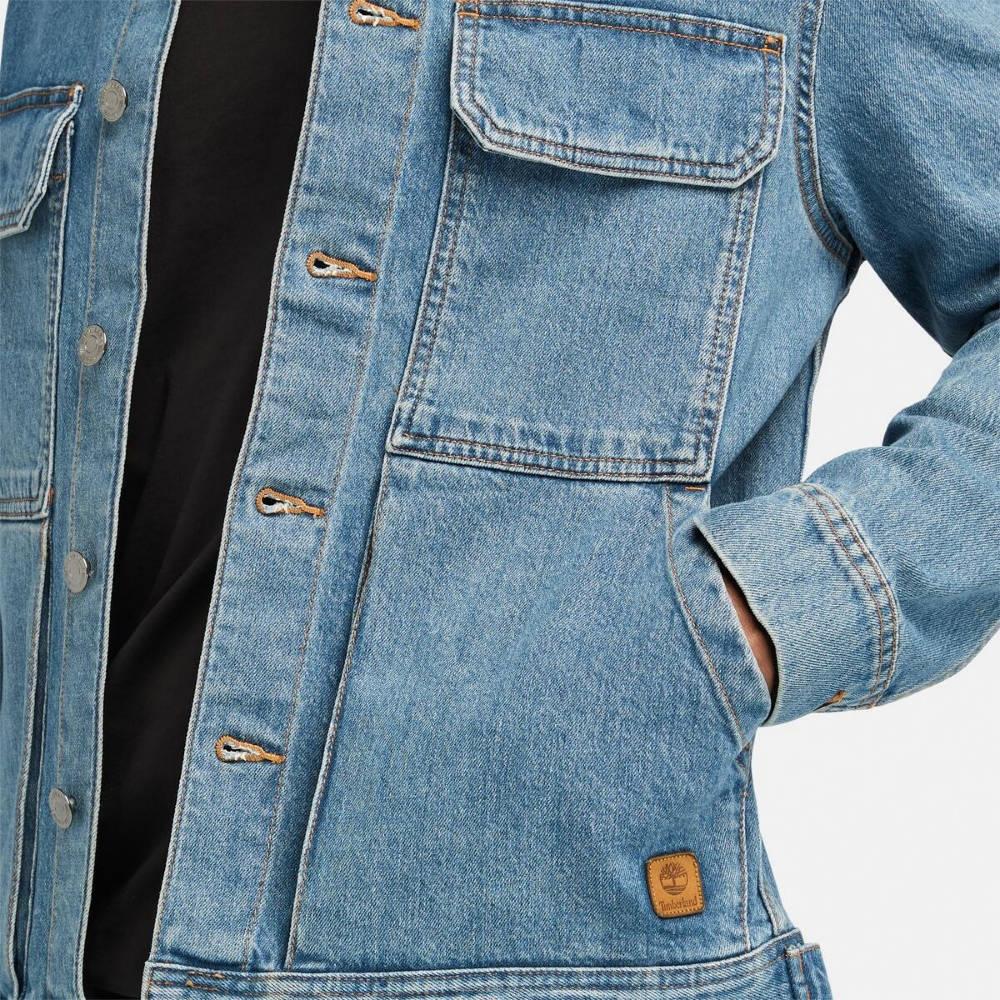 Timberland Мужская джинсовая куртка с длинным рукавом и воротником на одной пуговице A4285-EJW