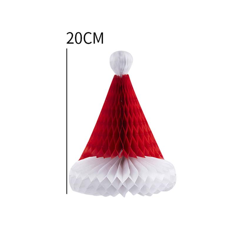 3/4/5/10PCS 20cm Christmas Tree Ornament Honeycomb Christmas Hats Hanging Pendant DIY New Year Xmas Party Decoration Home Market