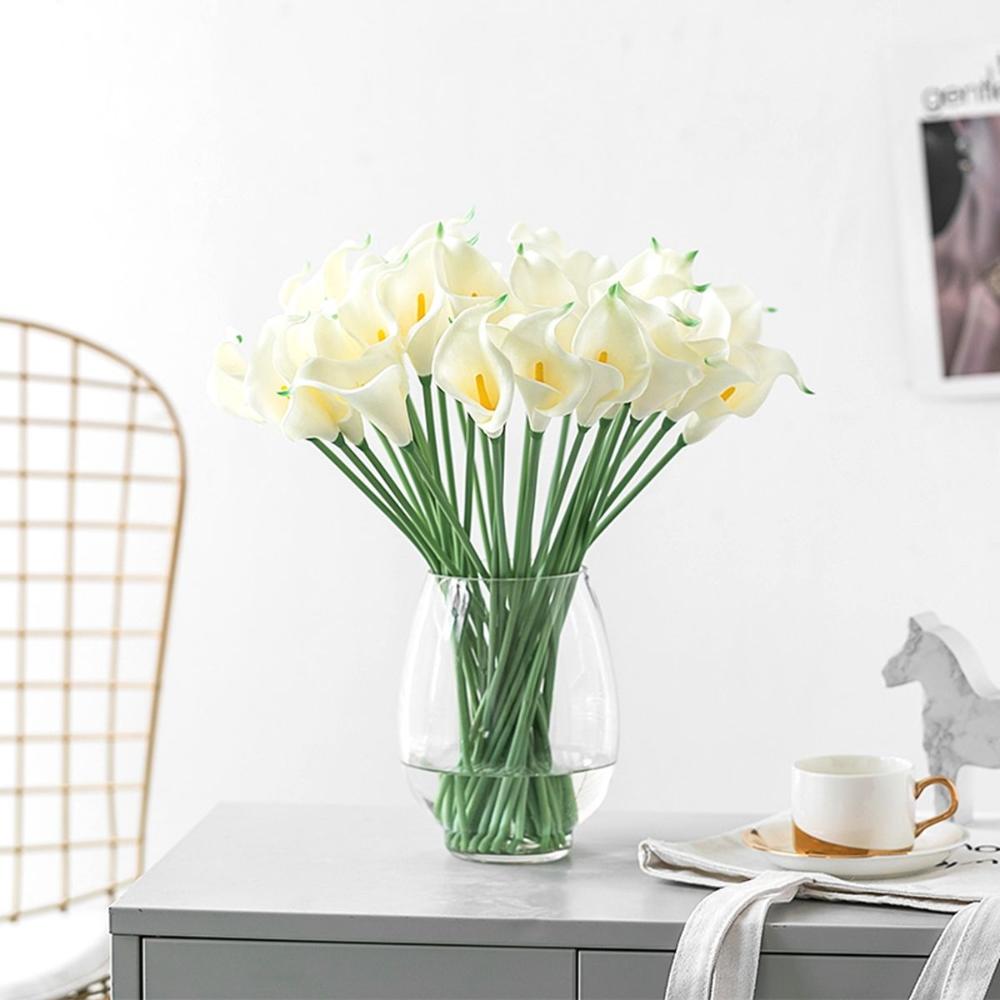 Дом Сад Элегантный Сделай Сам Свадебный Букет Реалистичный На Ощупь Искусственные Каллы Искусственные Цветы Шелковые Растения