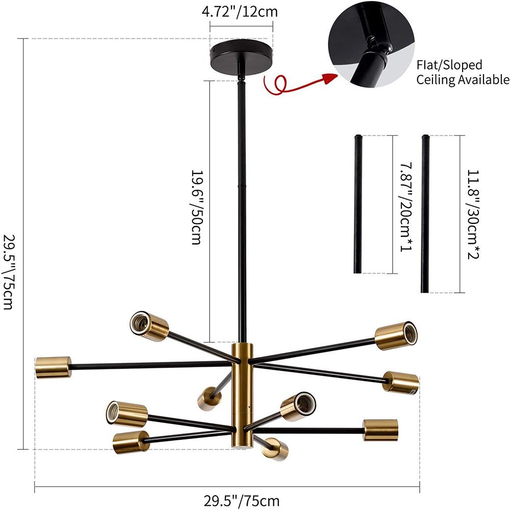 Современная потолочная люстра LED E27/E26 4/6/8/10/12 ламп Подвесной светильник Гостиная Столовая Спальня Внутренний Декор Осветительные приборы