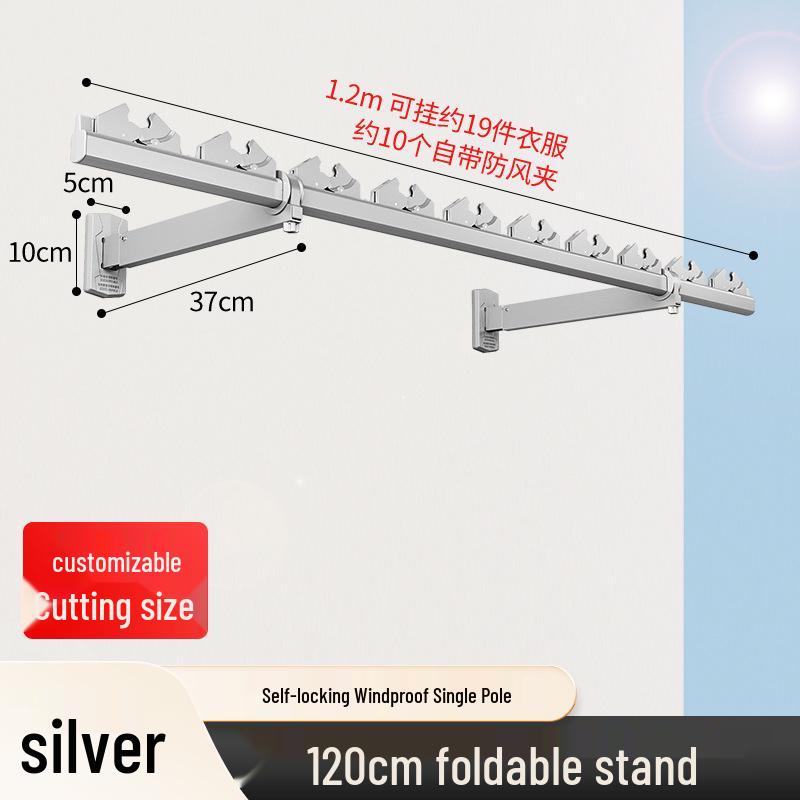 Folding Telescopic Wall-Mounted Clothes Drying Rack for Balcony or Bay Window