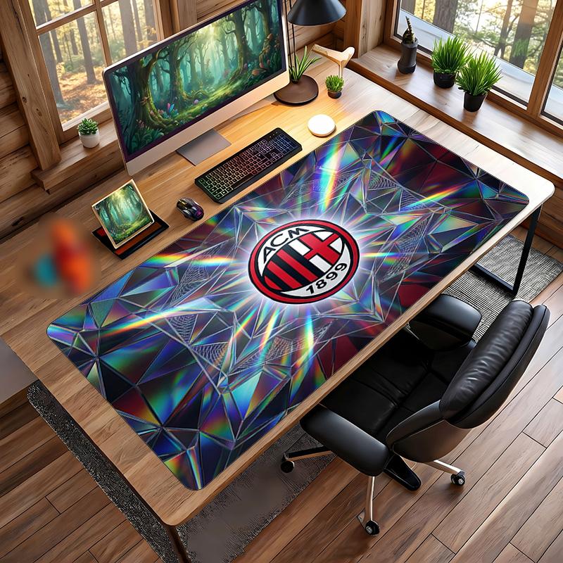 Большой коврик для мыши с принтом AC Milan, нескользящий мягкий резиновый игровой коврик для стола, декор для офисного ноутбука компьютера