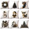 New Christmas Pillowcase High-end Light Luxury Black Gold Color Printing Home Cushion Pillowcase