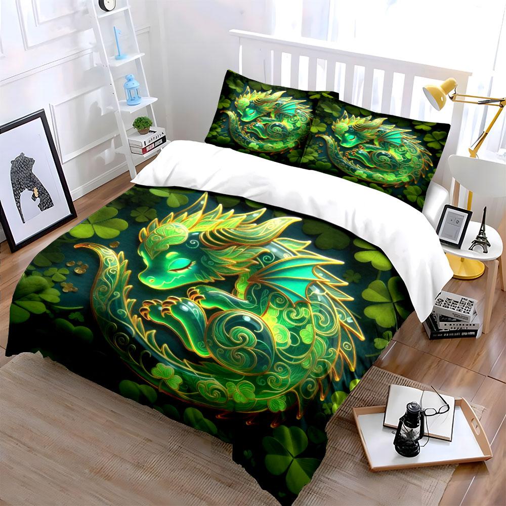 "Dragon Art Decor Set" Bedding Set with 1 Duvet Cover 2 Pillowcases Single Double King Queen, Gift