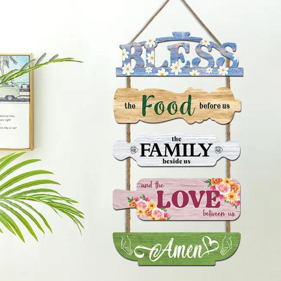 Hanging Wooden Sign with Lanyard Easy To Hang Front Door Plaque Sign Rustic Wall Art Sign Farmhouse Decoration