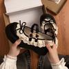 Ретро бант платформа маленькие кожаные туфли женские новые весна и осень с юбкой французские Мэри Джейн одинарные туфли