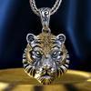 New Mens Zodiac Tiger Pendant Retro Tiger Head Necklace Male Niche Design