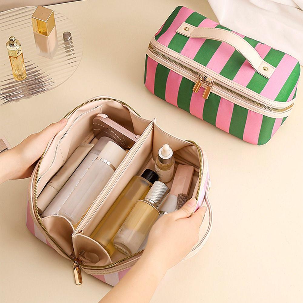 Polka Dot/Striped Women's Cosmetic Bag Vintage Travel Cosmetic Case Makeup Accessory