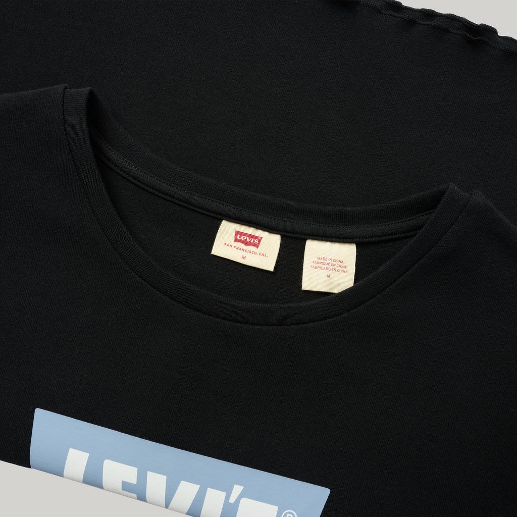 Levis Повседневная Универсальная Приталенная Футболка с Логотипом, в Рубчик, с Круглым Вырезом и Короткими Рукавами, Женская Футболка, Черная 003SN-0001