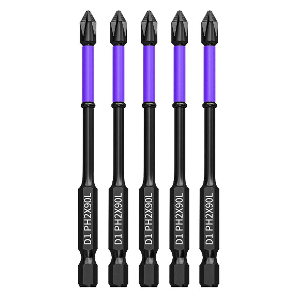 D1 Magnetic Batch Head PH2 Cross Screwdriver Set High Hardness Non-Slip Impact Drill Bit 25/50/65/70/90mm Anti-shock Screwdriver