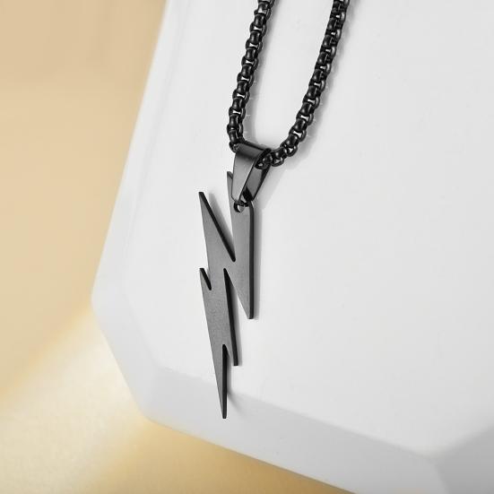 Men Pendant Necklace Unisex Chain Solid Color Thunder Flash Shape Neck Decoration Hip Hop