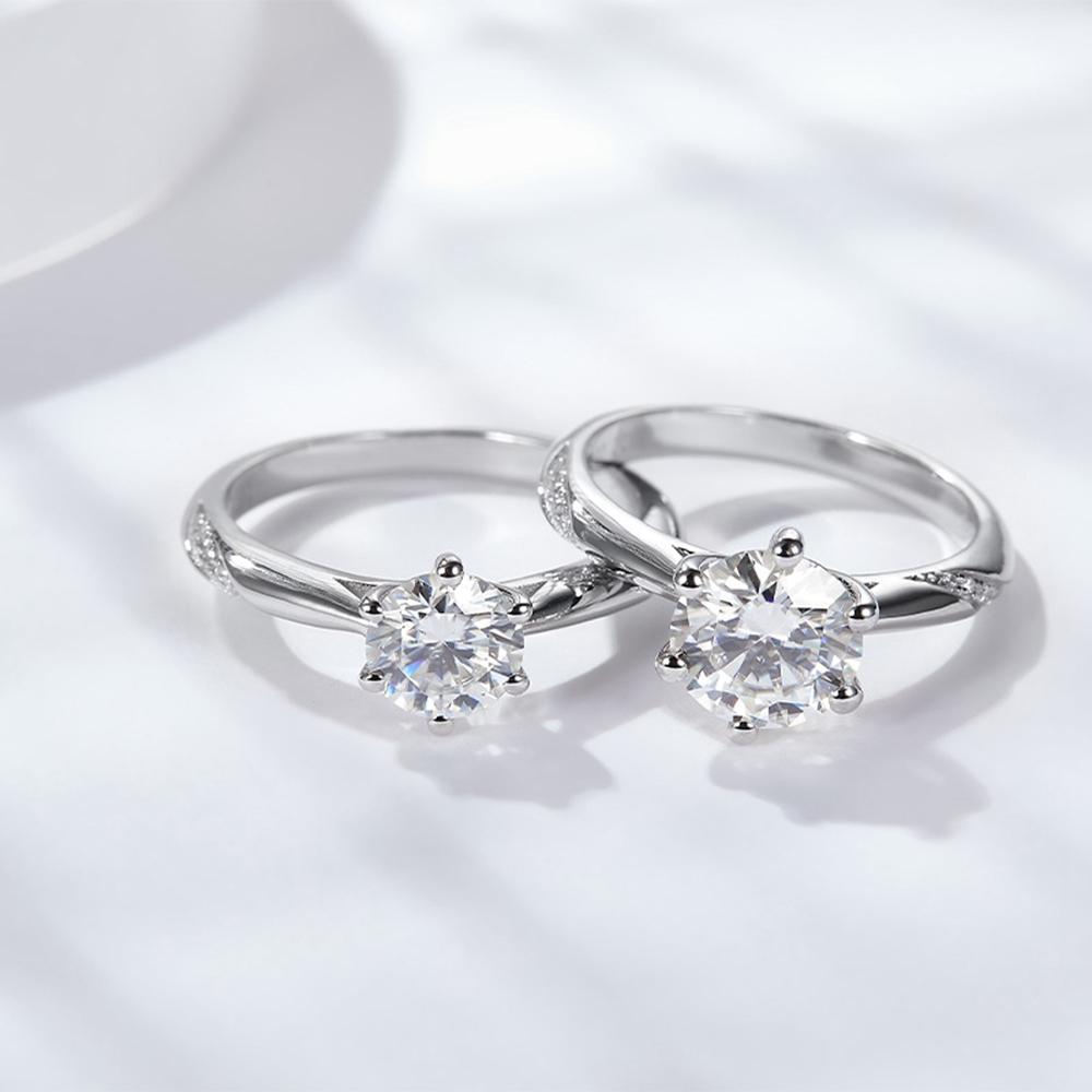 Vinregem Кольцо из стерлингового серебра 925 пробы с бриллиантом VVS1 1-5CT, настоящий муассанит D цвета, круглое кольцо с драгоценным камнем, свадебное обручальное ювелирное изделие