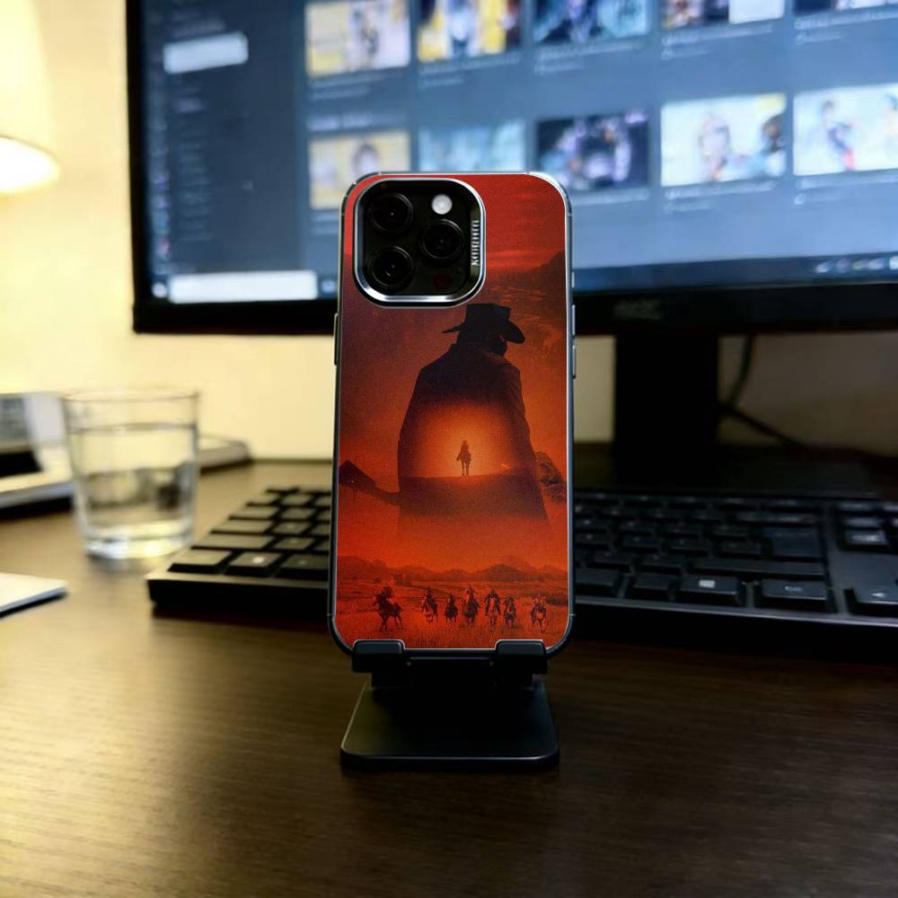 Чехол для телефона Red Dead Redemption 2 (RDR 2) для iPhone 17, 16, 15, 14, 13, 12, 11 Plus, Pro Max, XS, Цветной Серебристо-Черный Чехол
