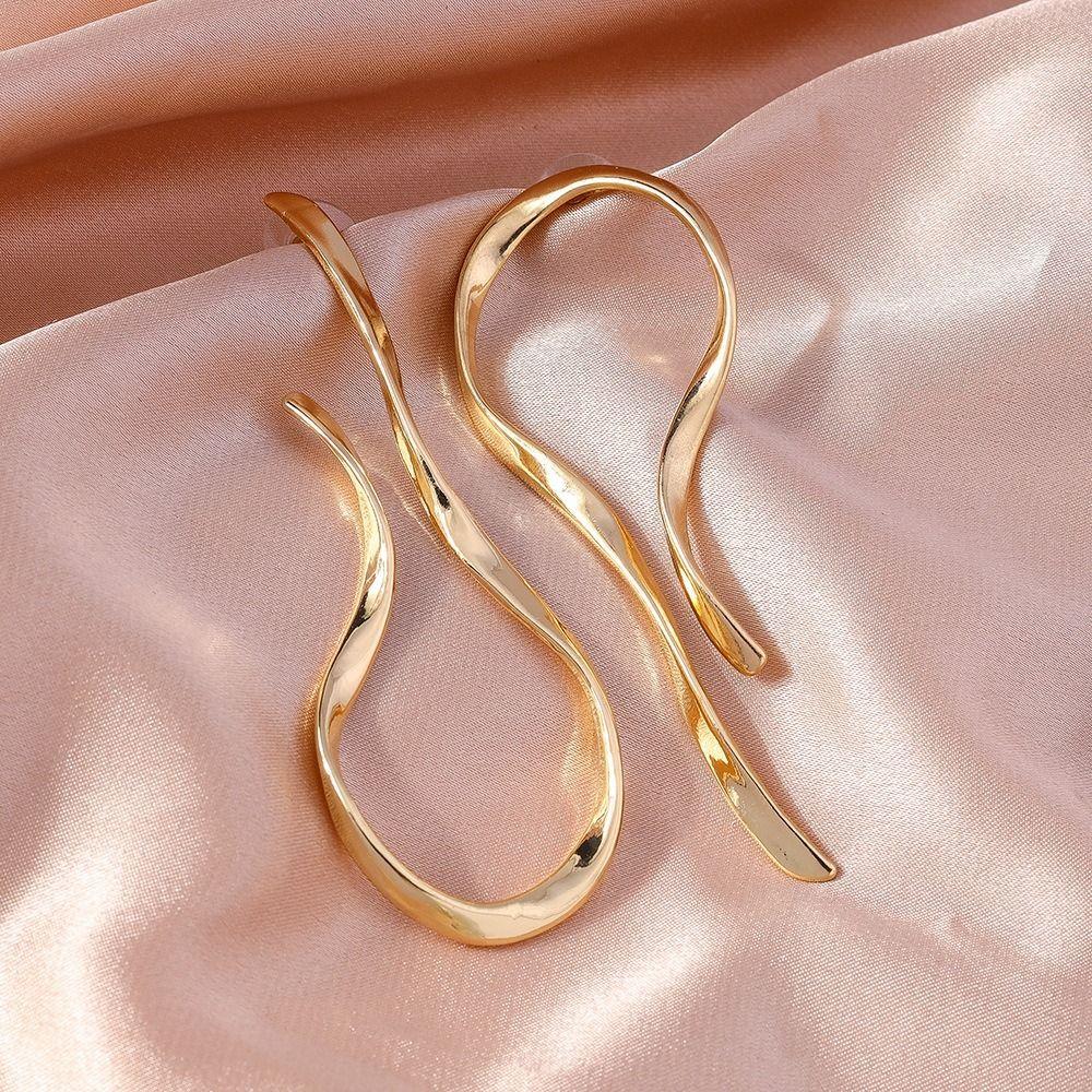 Alloy Dangle Earrings Gold Silver Color Metal Earrings Charm Asymmetric Line Earrings For Women